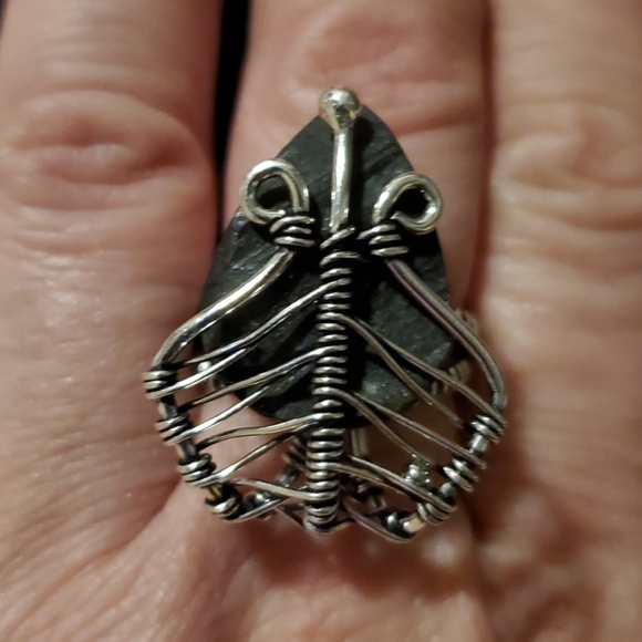 New Unique Wire Wrapped Black Tourmaline Ring. - Picture 2 of 14